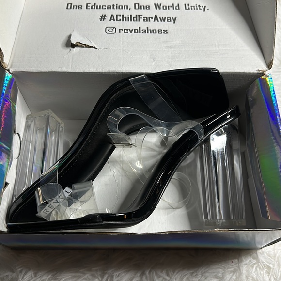 Clear Chunky Block High Heels Size 10 - Picture 6 of 9